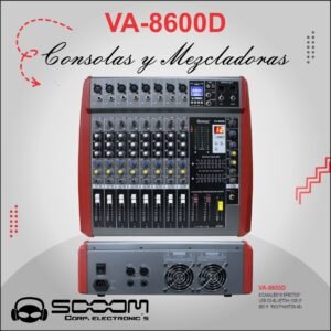 VA-8600D | SOOOM | Mezcladora Amplificada de 8 canales USB