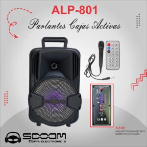 ALP-801 | SOOOM | PARLANTE RECARGABLE 8"  + 1 MICROFONO CABLE"SOOOM -TALK