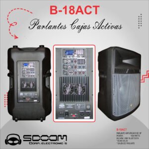 B-18ACT |SOOOM| PARLANTE ACTIVO USB BLUETOH 18" 1800W"SOOOM"B-18ACT