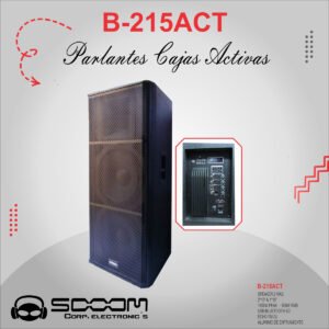 B-215ACT SOOOM PARLANTE ACTIVO 2*15" 3VIAS 2200W "SOOOM"B-215