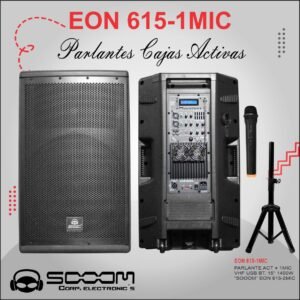 EON 615-1MIC |SOOOM| PARLANTE ACTIVO + 1MIC VHF USB BLUETOH 15" 1400W"SOOOM"MQ15-2