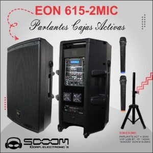 EON 615-2MIC |SOOOM| PARLANTE ACTIVO + 2MIC VHF USB BLUETOH 15" 1400W"SOOOM"MQ15-1