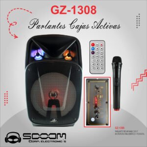 GZ1308 | SOOOM | PARLANTE RECARGABLE  8" + 1 MICROFONO INALAMBRICO"SOOOM
