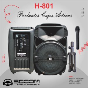 H-801 |SOOOM| PARLANTE RECARGABLE 8" CON MICROF. INALAMBRICO/USB"SOOOM -TALK"H-801