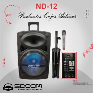 ND-12 | SOOOM | PARLANTE  RECARGABLE  12" + 1 MICROFONO INALAMBRICO"SOOOM