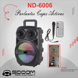 ND-6006 (P46) | SOOOM | PARLANTE  RECARGABLE  8" + 1 MICROFONO CABLE