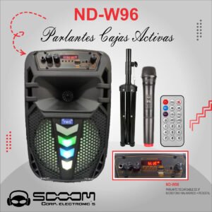 ND-W96 | SOOOM | PARLANTE RECARGABLE 8" + 1 MICROFONO INALAMBRICO"SOOOM