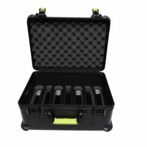 GATOR SH-MICCASEW07 SHURE Estuche de plástico con pestillos aceptados por la TSA para 7 micrófonos inalámbricos y accesorios