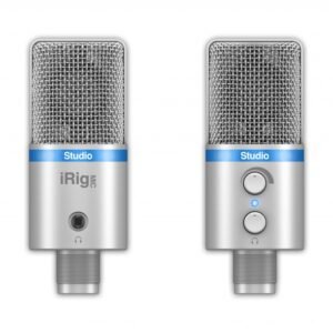 IK Multimedia iRig Mic Studio Silver Micrófono digital ultra portátil de diafragma grande para iPhone, iPad, iPod touch, Mac, PC y Android