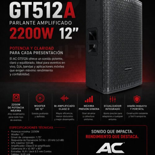 AC GT512A Parlante Amplificado 2200W 12"