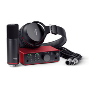 Focusrite Scarlett Solo Studio 4ta Gen – Pack con interfaz de audio con micrófono y audífonos