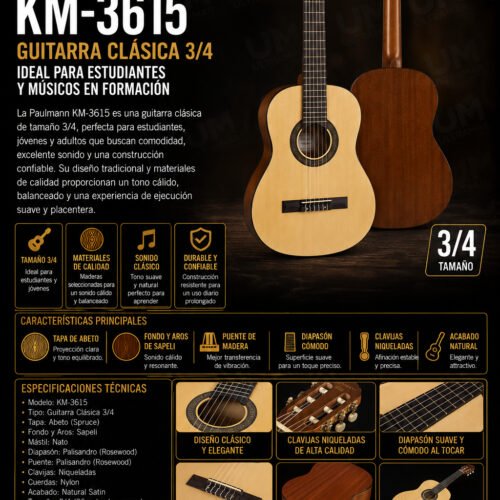 Paulmann KM-3615 Guitarra Clásica 3/4
