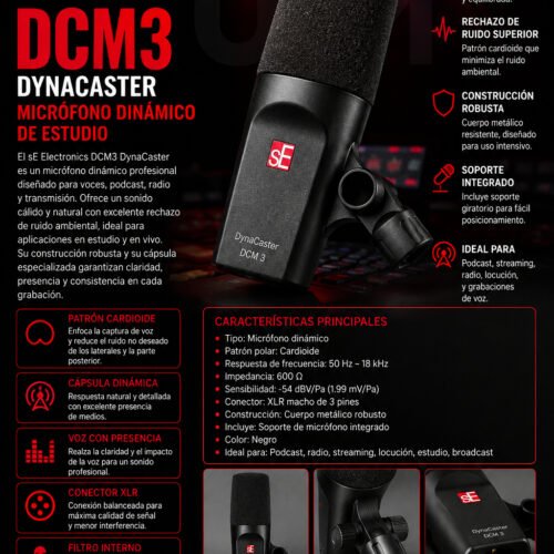 sE Electronics DCM3 DynaCaster Micrófono Dinámico de Estudio