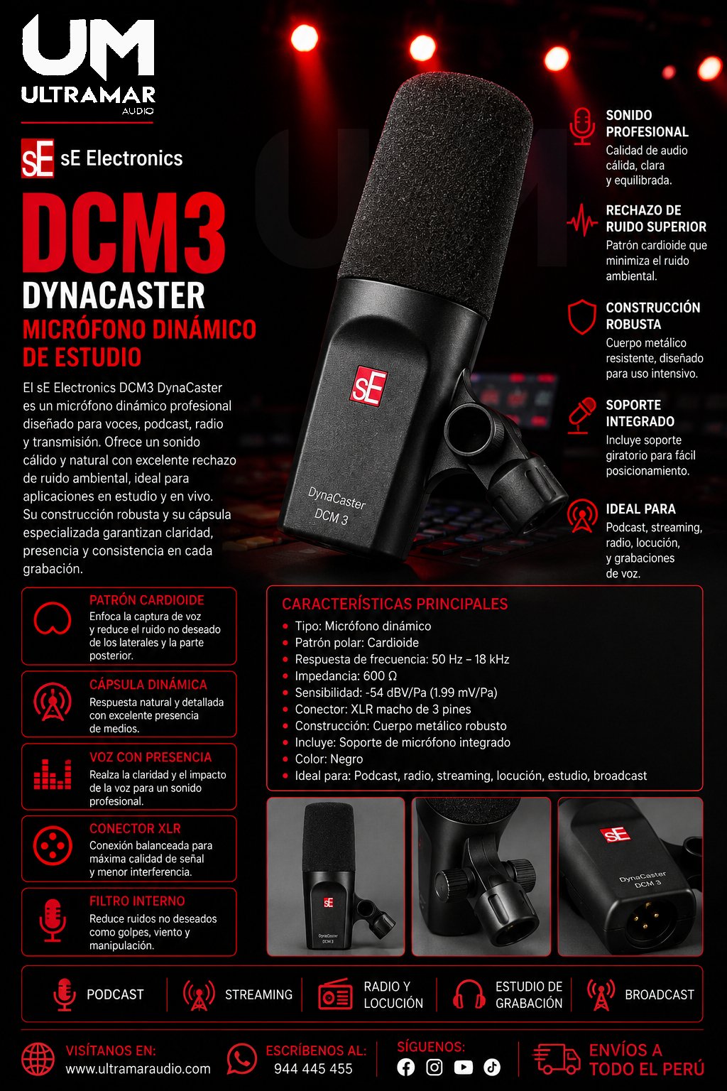 sE Electronics DCM3 DynaCaster Micrófono Dinámico de Estudio