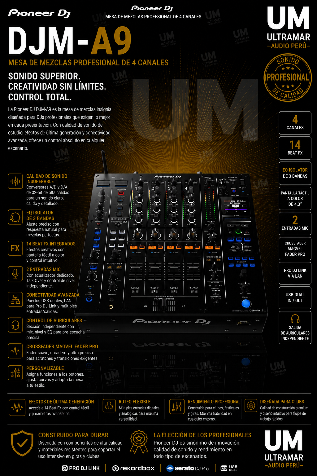 Pioneer DJ DJM-A9 Mezclador de DJ de 4 canales