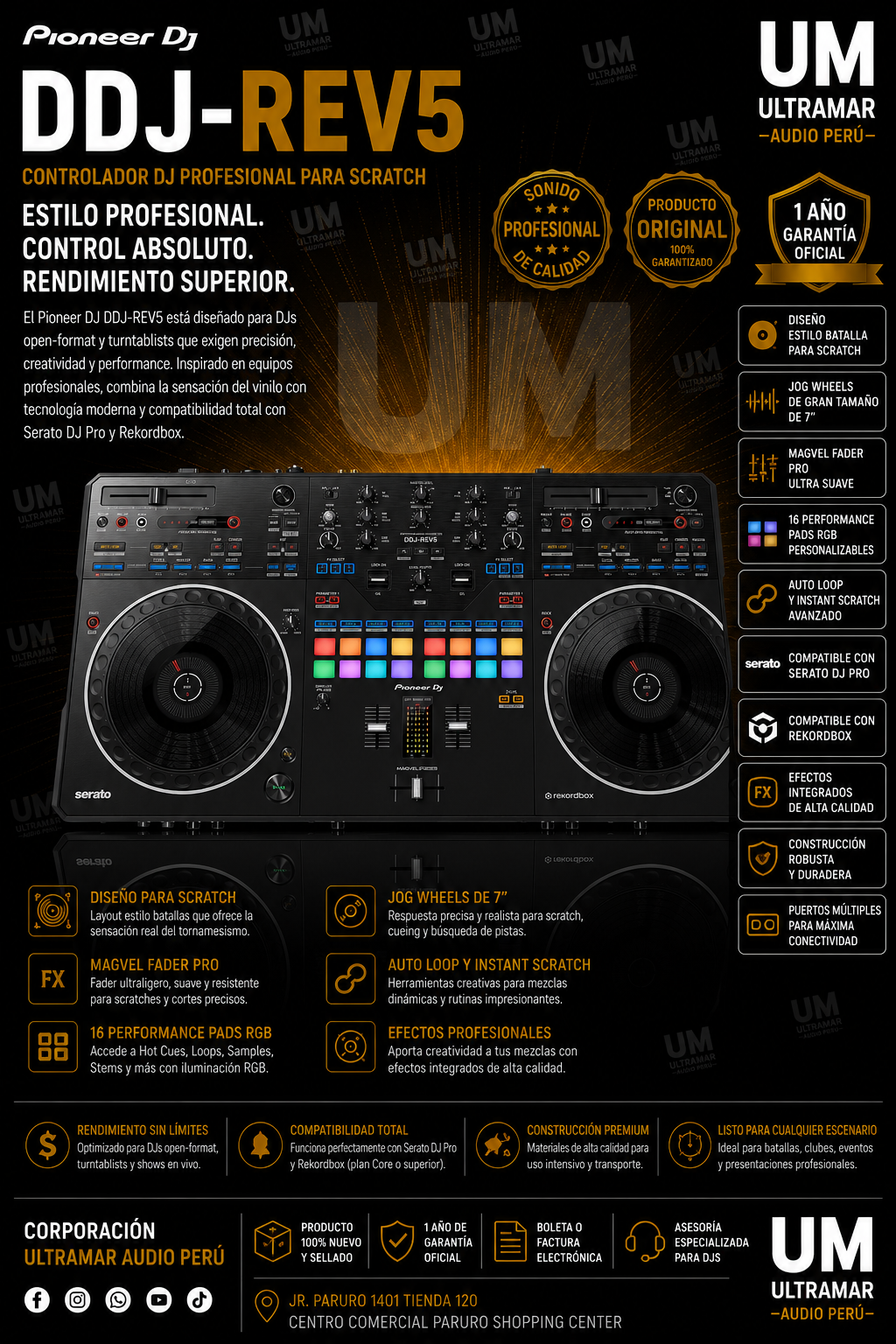 Pioneer DDJ-REV5 Controlador DJ de 2 canales estilo Scratch