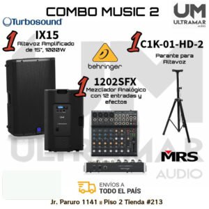 COMBO MUSIC 2 TURBOSOUND - IX15 + 1202SFX + C1K-01-HD-2