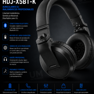 Pioneer HDJ-X5BT-K Audífonos circumaurales para DJ con funcionalidad Bluetooth® (negro)