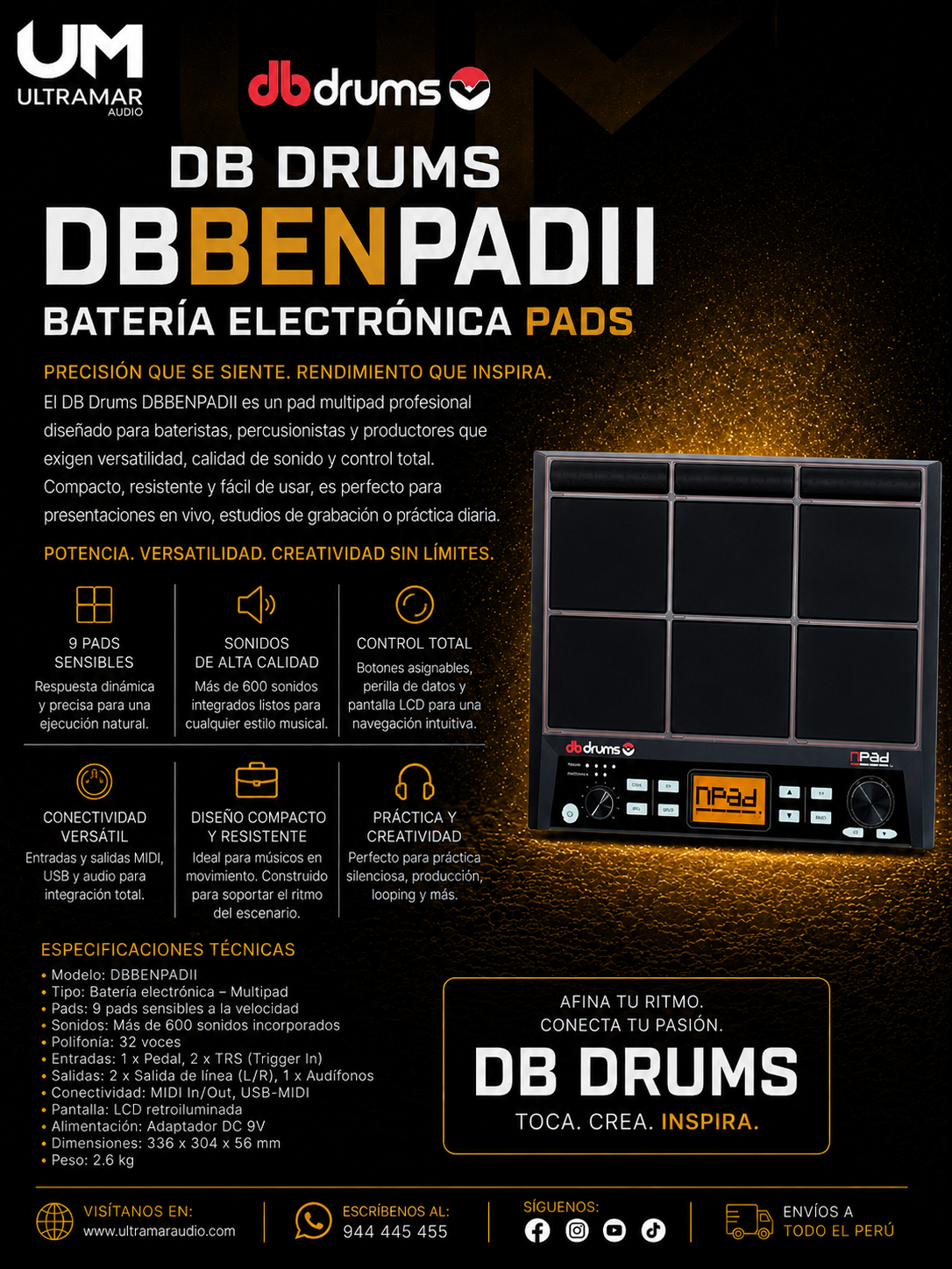 DB DRUMS DBBENPADII Batería electrónica PADS