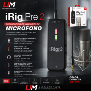 IK Multimedia iRig Pre 2   Micrófono XLR para Smartphones, Tablets y cámaras de video
