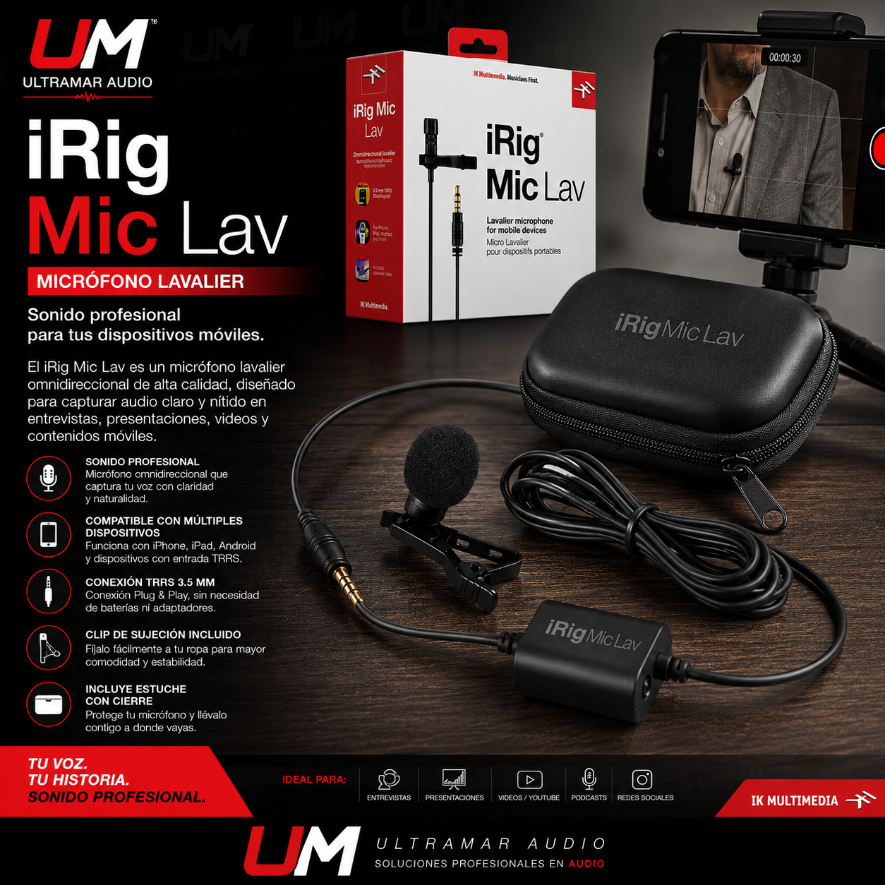IK MULTIMEDIA IP-IRIG-MICLAV-IN Micrófono Lavalier