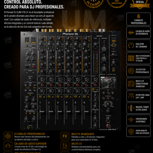 PIONEER DJM-V10-LF Mezcladora de DJ profesional de 6 canales
