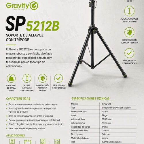 GRAVITY SP5212B Soporte neumático de altavoz