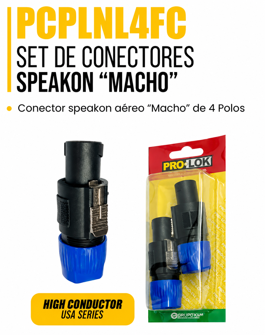 PCPLNL4FC SET DE CONECTORES SPEAKON MACHO - CONECTOR SPEAKON MACHO DE 4 POLOS