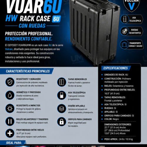 ODYSSEY VUAR6UHW Case Rack 6U con Ruedas