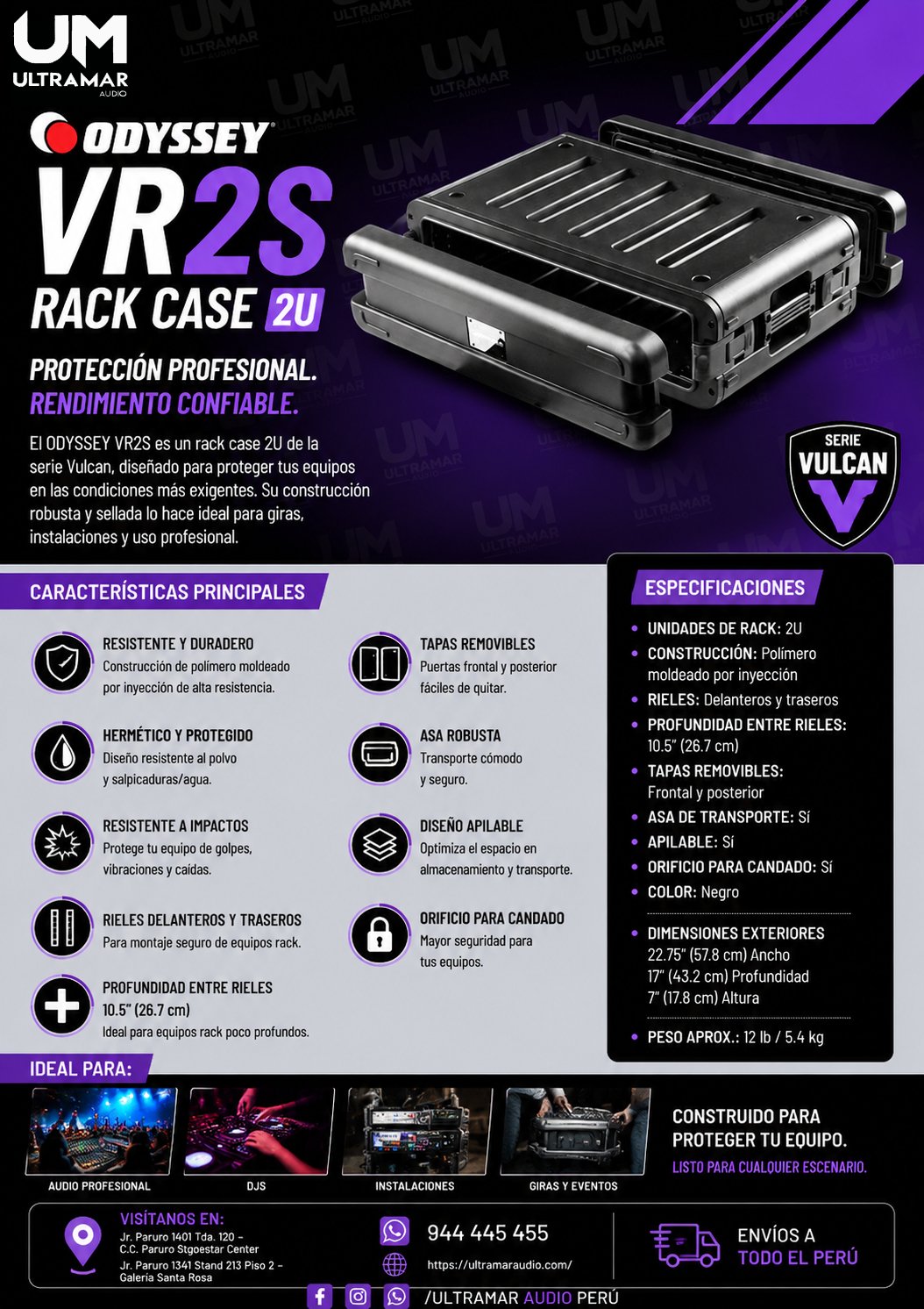 ODYSSEY VR2S Rack Case 2 U