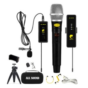 All Sound TIGERLAV TL4 - Micrófono UHF Inalámbrico Dual de Reportero