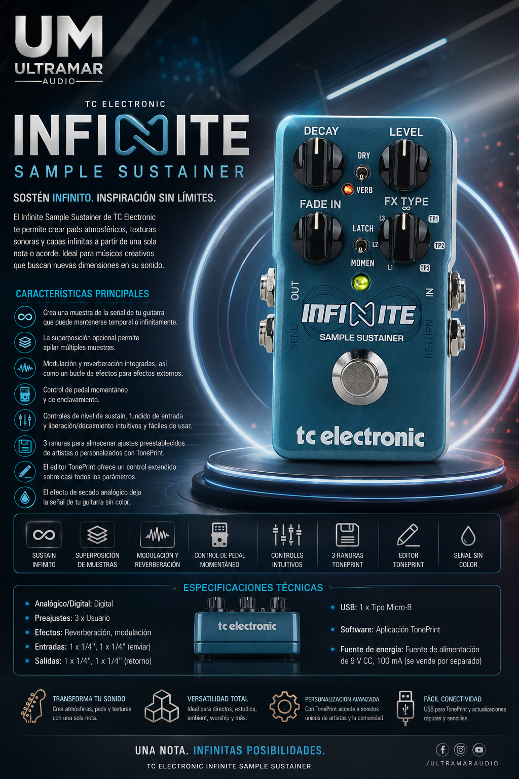 TC Electronic INFINITE SAMPLE SUSTAINER Pedal de muestreo - Imagen 3