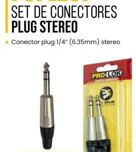 PSPL297 SET CONECTORES PLUG STEREO 1/4″ (6.35 mm) STEREO