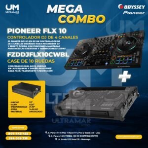 COMBO PIONEER DJ PRO: PIONEER FLX10 Controladolador Dj 4 canales+ FZDDJFLX10CWBL  case de 8 ruedas para Pioneer FLX10