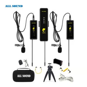 All Sound  TIGERLAV TL2 - Micrófono UHF Inalámbrico Dual de Reportero