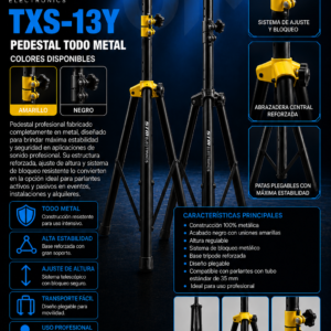 STM ELECTRONICS: Pedestal Todo Metal TXS-13Y (AMARILLO / NEGRO)