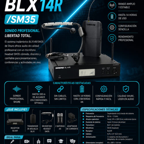 SHURE BLX14R/SM35 -Sistema Inalámbrico de Vincha