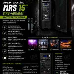 Parlante Portátil MRS 15” MRS-4615BAT Bluetooth con Batería