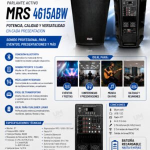 MRS-4615ABW – Parlante activo de 15 pulgadas de 2 vías & 4000w