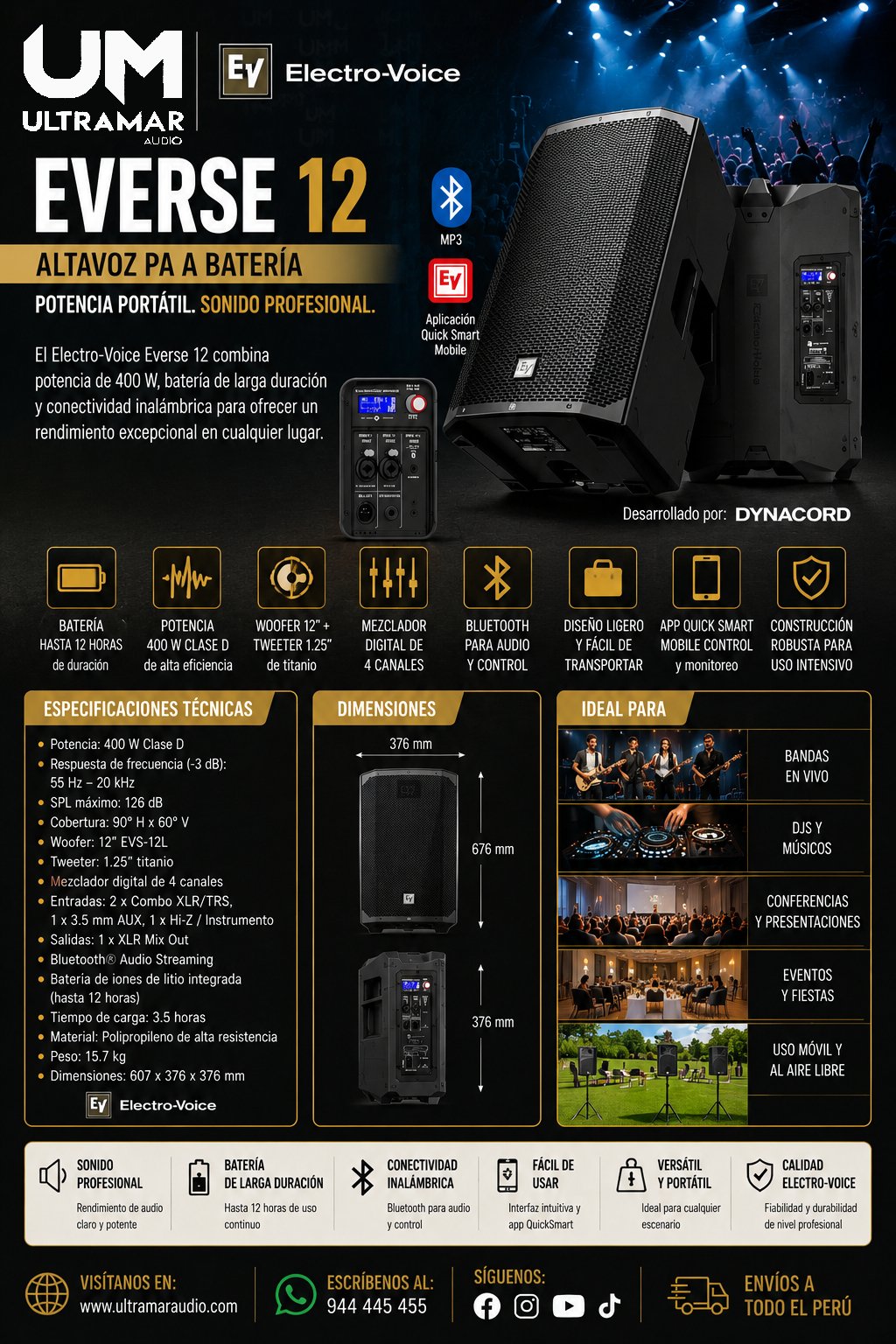 Electro-Voice Everse 12 – Altavoz PA a Batería