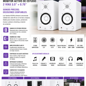 Yamaha HS3W Monitores de estudio de 3.5″ Blanco