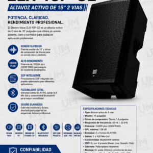 ELECTRO-VOICE  ZLX-15P-G2  Parlante Activo 15" 1000w BT
