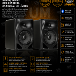 Pioneer DJ DM-50D-BT (Par) Monitores Activos con Bluetooth – Negro