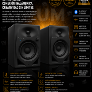 PIONEER DM-40D-BT Sistema Monitor de escritorio de 4"con Bluetooth® (Negro)