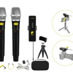 UHF TIGERLAV TL3 MICROFONO DE MANO X 2 UNIDADES INALAMBRICO UHF RECARGABLE CAMARA Y SMARTPHONE PC EQUIPO DE SONIDO