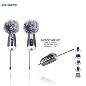 ALL SOUND MC-T1B MICROFONO DOBLE INALAMBRICO UHF SOLAPERO