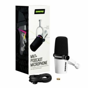 Shure MV7+-W Micrófono híbrido para podcast color Blanco