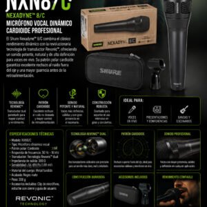 SHURE NXN8/C Nexadyne™ 8/C Micrófono vocal dinámico cardioide con tecnología de transductor Revonic para actuaciones profesionales