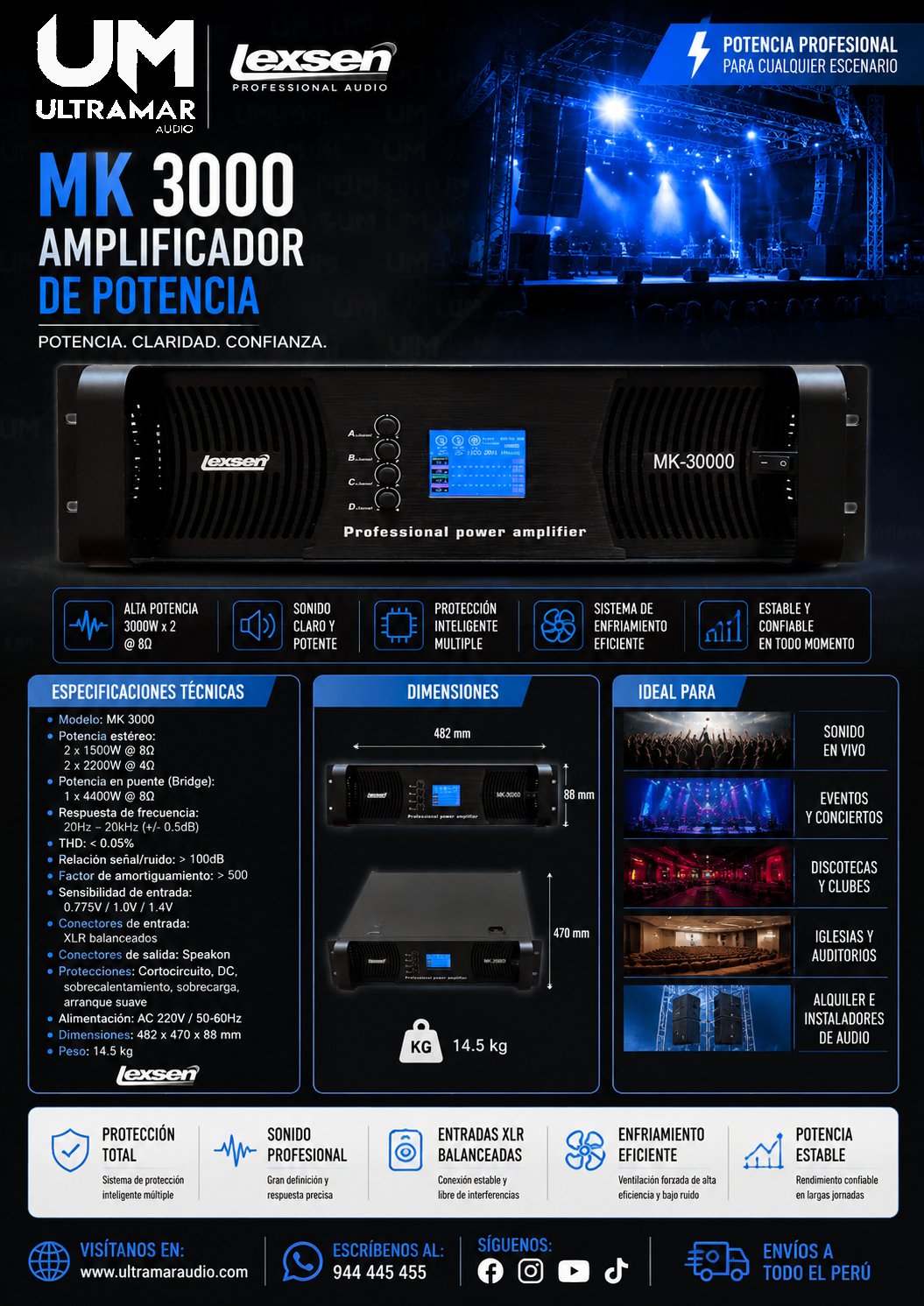 LEXSEN MK 3000 AMPLIFICADOR DE POTENCIA