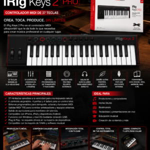 IK MULTIMEDIA IRIG-KEYS2PRO-IN Controlador MIDI USB de 37 Teclas